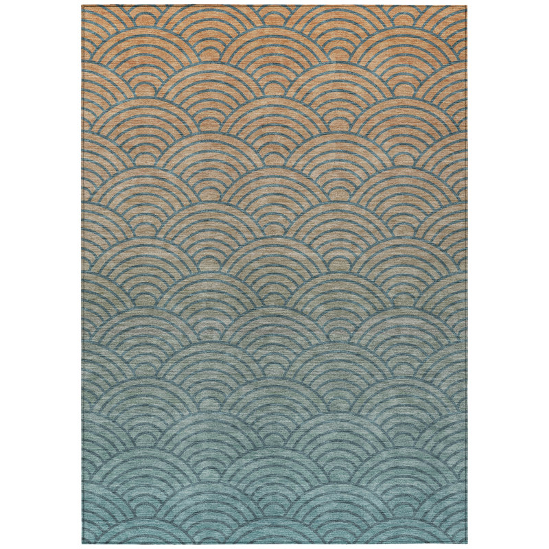 Machine Washable Indoor/Outdoor Kugler ACN2414 Geometric Rug, Rectangle 10' x 14'