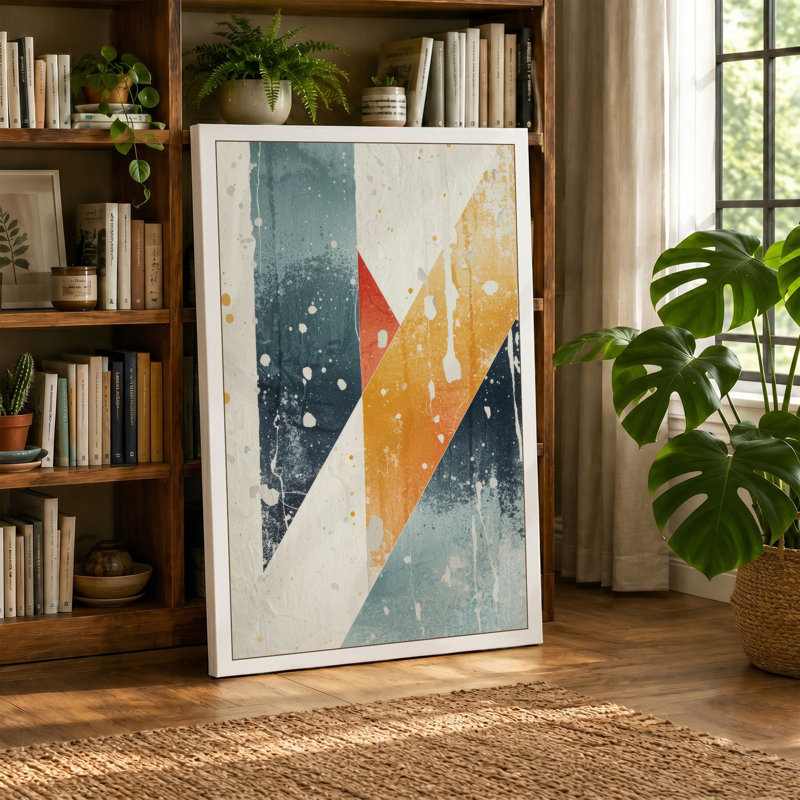 Chevron Forward Geometric - Wrapped Canvas, 24x16 - 61.0 x 40.6 cm, White Border