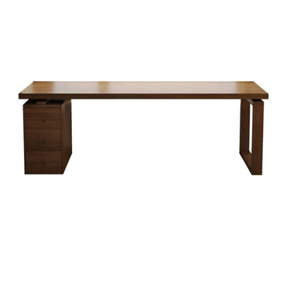 Bureaux rectangulaires en bois massif noyer foncé