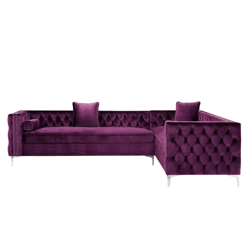 Canapé modulaire en velours Giovanni, Mauve, Orienté à gauche (vu de face)