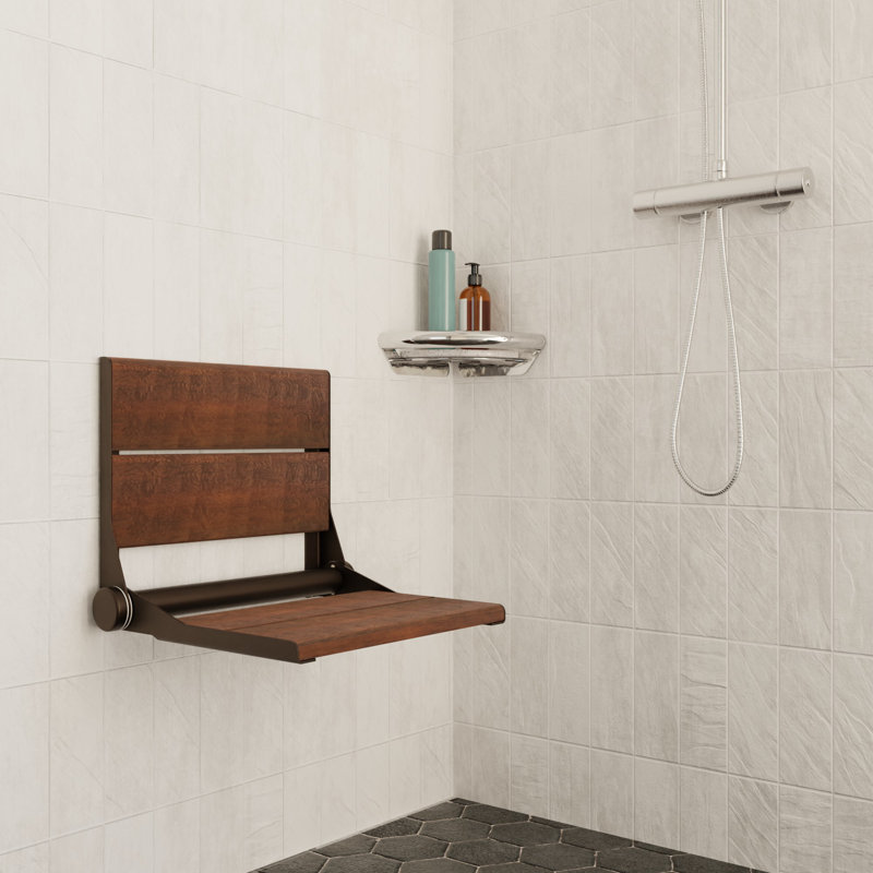 INVISIA SerenaSeat Pro Stainless, 26" Width, Medium Stain, Oil Rubbed Bronze Frame