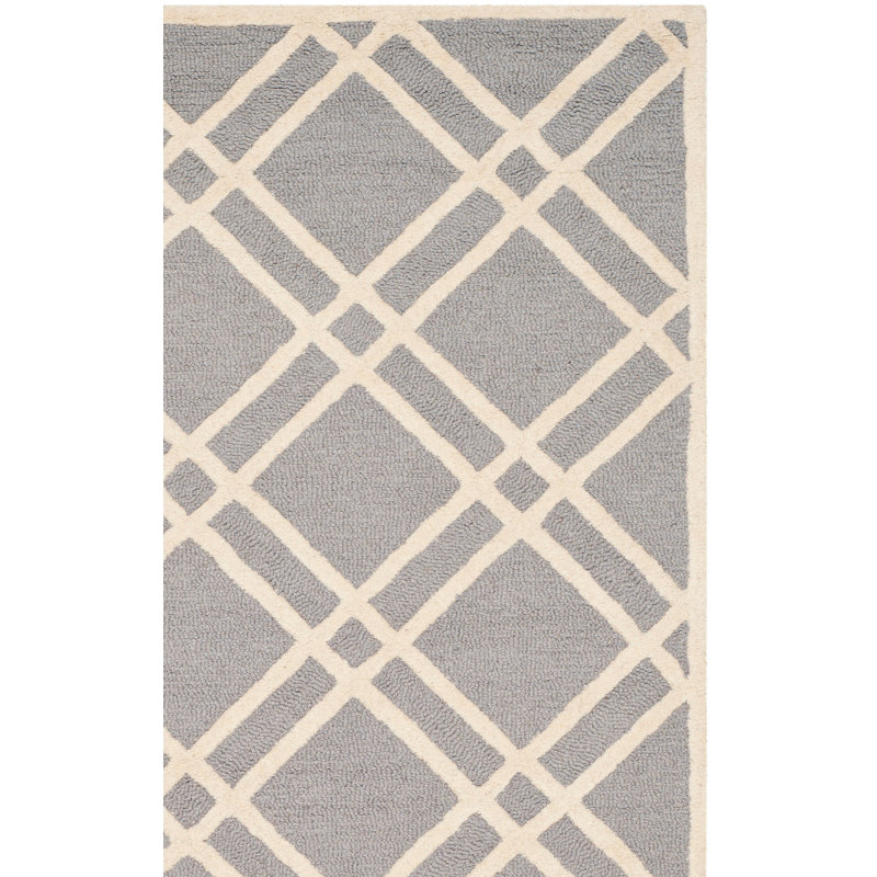 Deedgra Hand Tufted Wool Geometric Rug, Square 6'