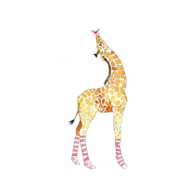 Giraffe With Butterfly by Mercedes Lopez Charro - Wrapped Canvas Gallery-Wrapped Canvas Giclée, 66.04 cm H x 45.72 cm W