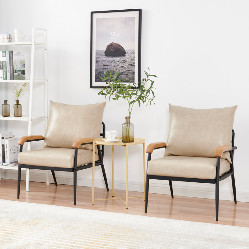 Cottesloe Faux Leather Accent Chair, Cream