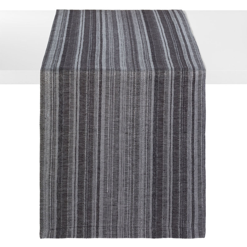 Midas Striped Table Runnner, Charcoal