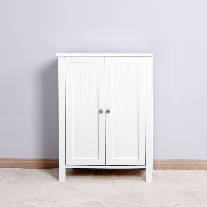 Armoire de salle de bain blanche avec porte double et tablette réglable - faite de matériaux robustes pour plus de durabilité