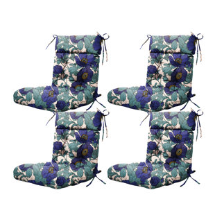 Outdoor Chair Cushion,Tufted Adirondack Patio Chair Cushion,Wicker High Back Outdoor Seat Cushion,Set Of 4,44" L X 21" W X 4" H (4 Pack),Floral