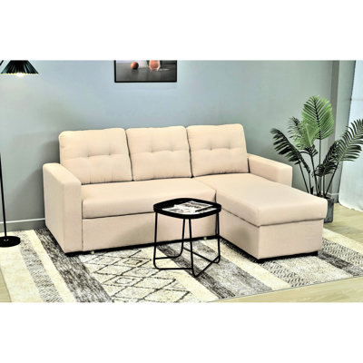 Lit modulaire beige, convertible en L pour les petits espaces 3