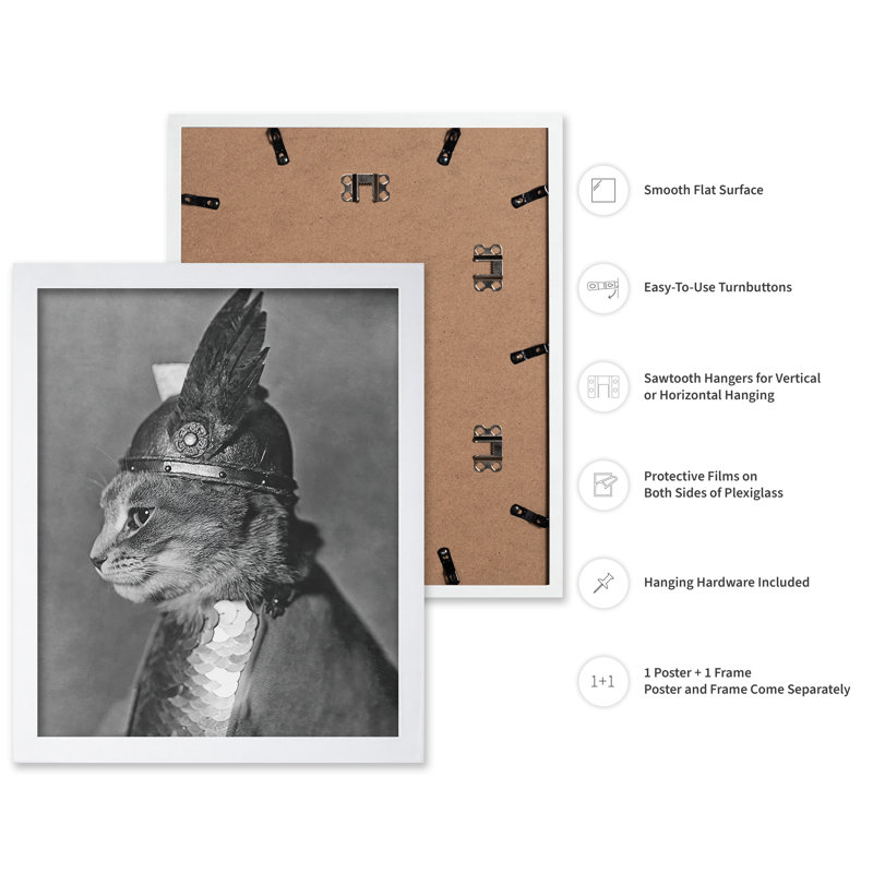 Brunnhilde le chat, 08"H x 10"W, Poster, White Framed