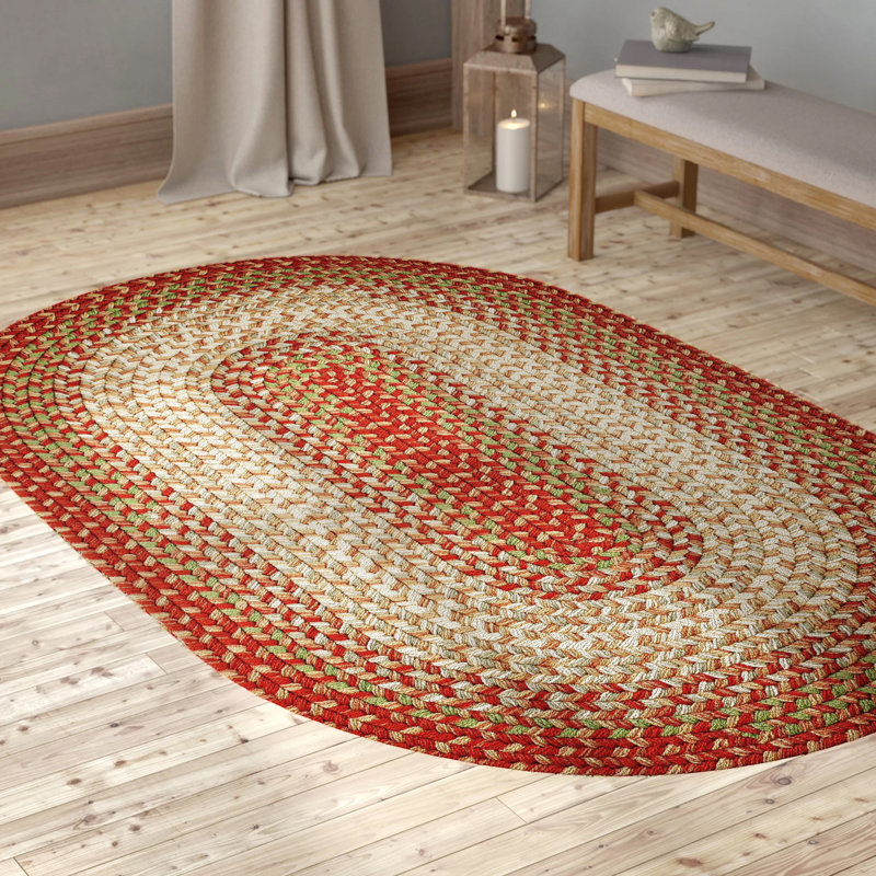 Tapis intérieur / extérieur tressé à la main à motif géométrique Deserie, Ovale 2 pi x 3 pi
