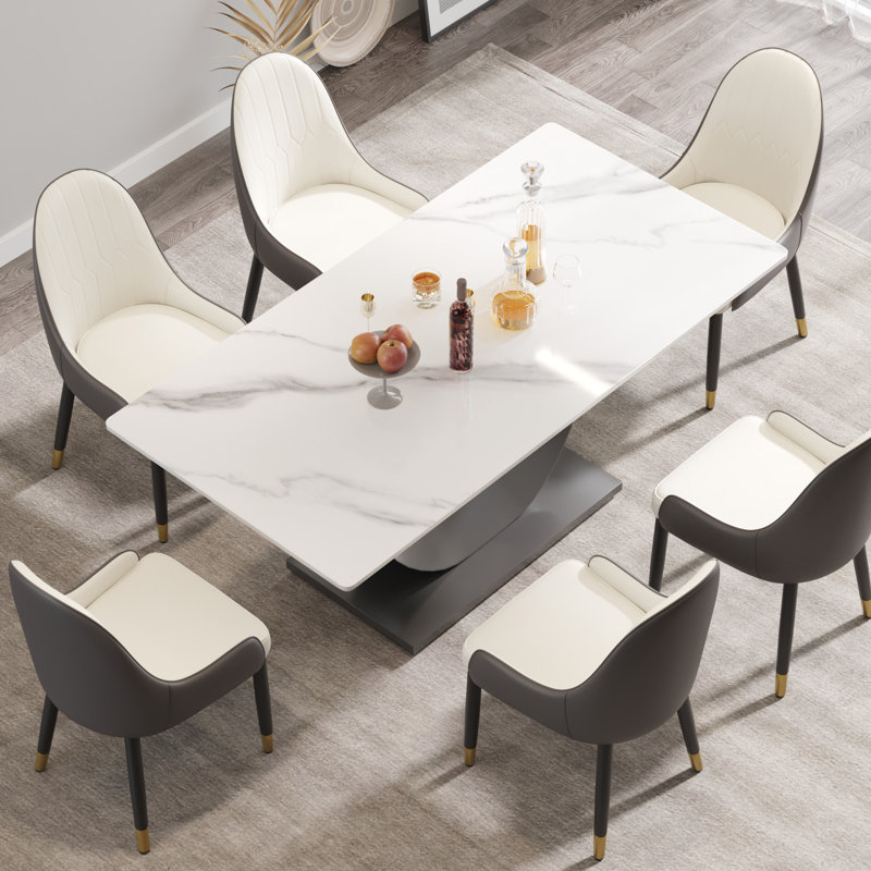 Dining Table Set Metal 1 Piece Red Modern Design