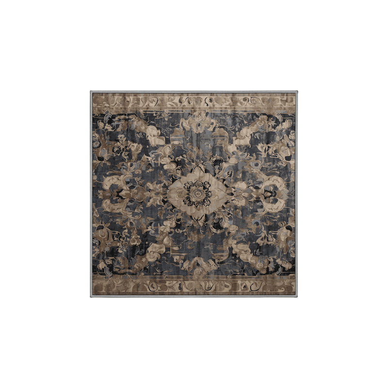 Tapis gris soyeux et moelleux, Carré 3 pi