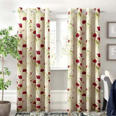Wild Poppies Eyelet Room Darkening Curtains