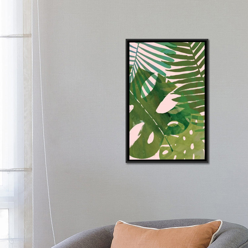 « tropical enchevêtrer ii », art sur toile, H 26 po x l 18 po x P 1,5 po, Toile avec cadre noir