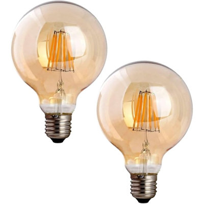 Ampoules à DEL à culot moyen Edison E26 G30 de 8 W, l'équivalent de 60 W, 2700 K, blanc chaud, à filament flexible, à intensité variable, rétro G95, ampoule à économie d'énergie à vis en verre pour maison Framhouse, paquet de 2