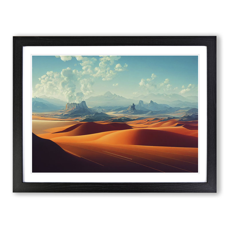Pleasing Mountain Landscape - Single Picture Frame Print, Black Framed, 46cm H x 64cm W x 2cm D