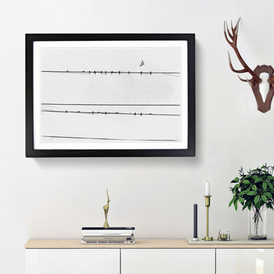 Birds on a Wire in Abstract - Picture Frame Graphic Art Print