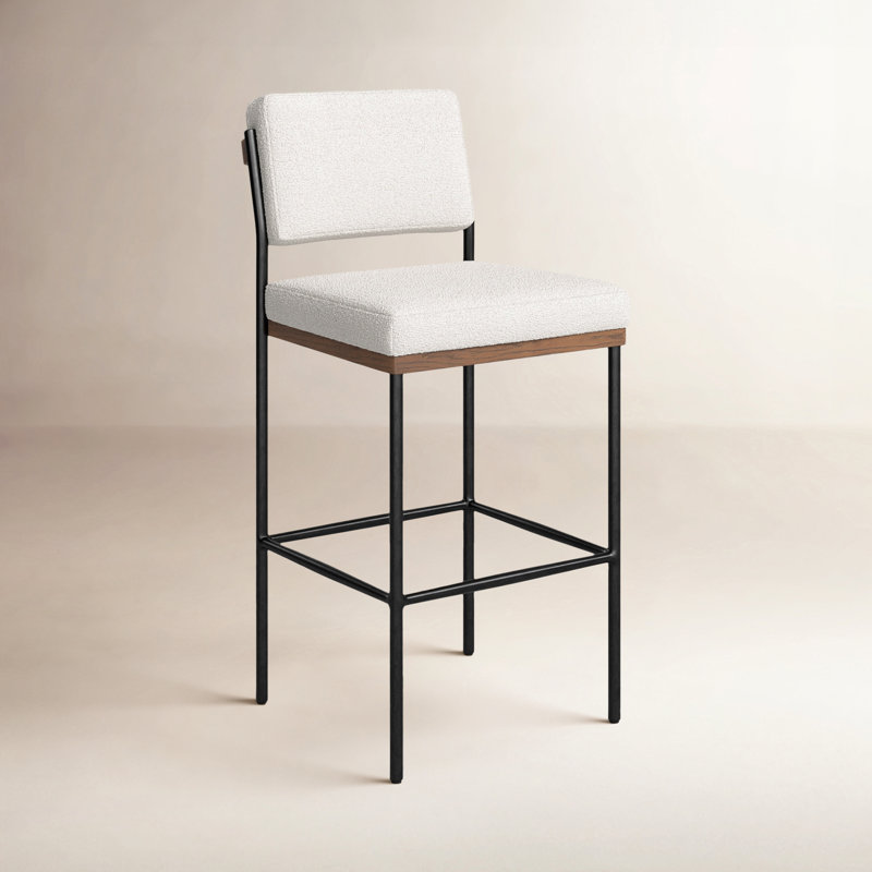 Benton Upholstered Stool with Metal Frame, Fayette Cloud/Polyester Blend, Bar Stool (30.3" Seat Height)