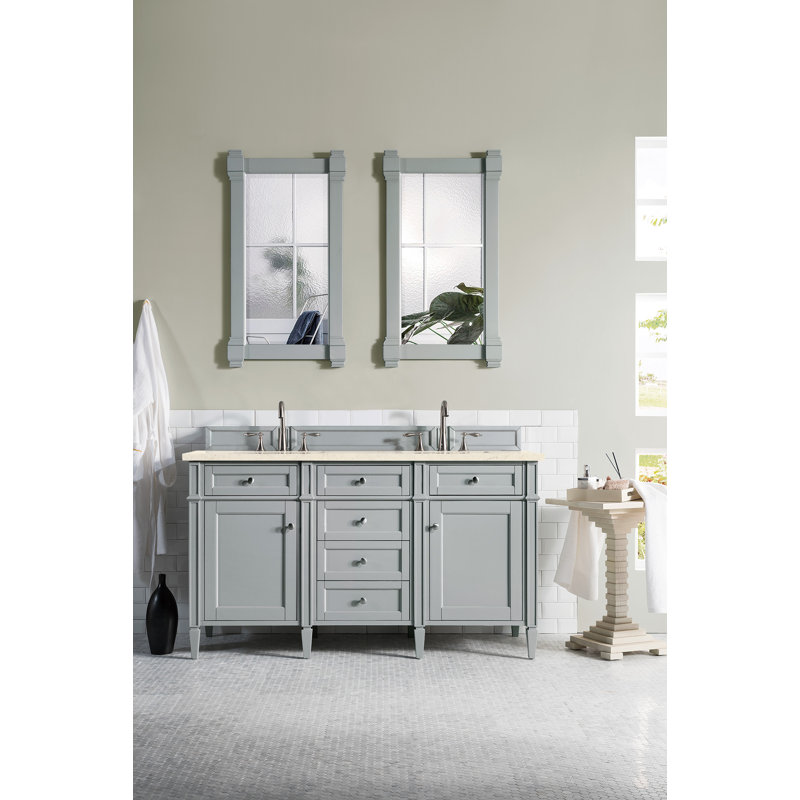 Dussault 60" Double Bathroom Vanity Set, Urban Gray, Phantome Eclos, 8" Widespread