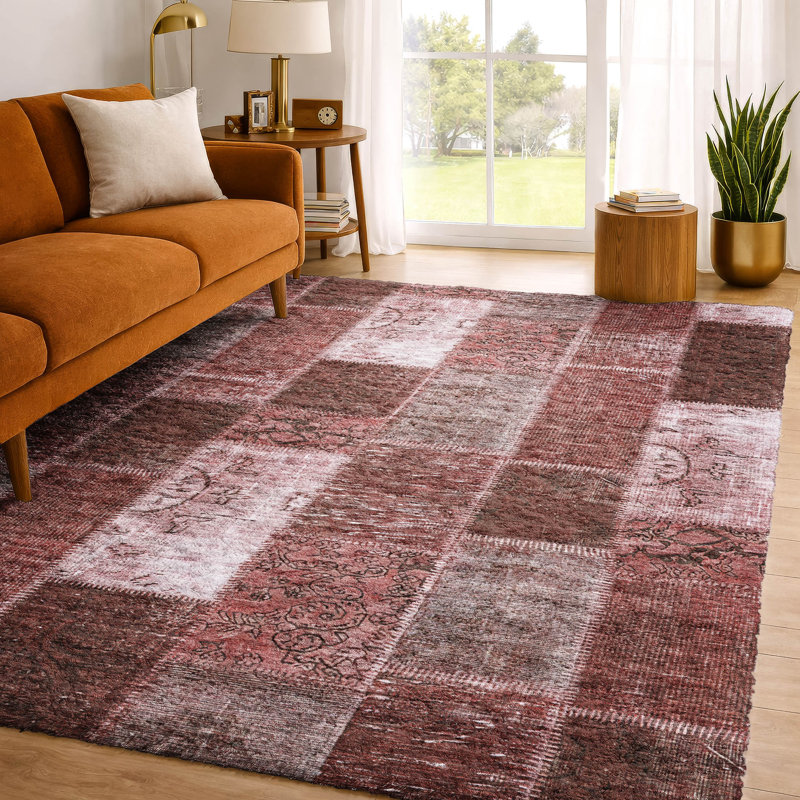 Tapis à poil long de qualité supérieure lavable à la machine ADS631, Burgundy, 9' x 12'