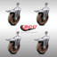 5 Inch SS High Temp Glass Filled Nylon 10mm Stem Caster Set Total Lock Brake