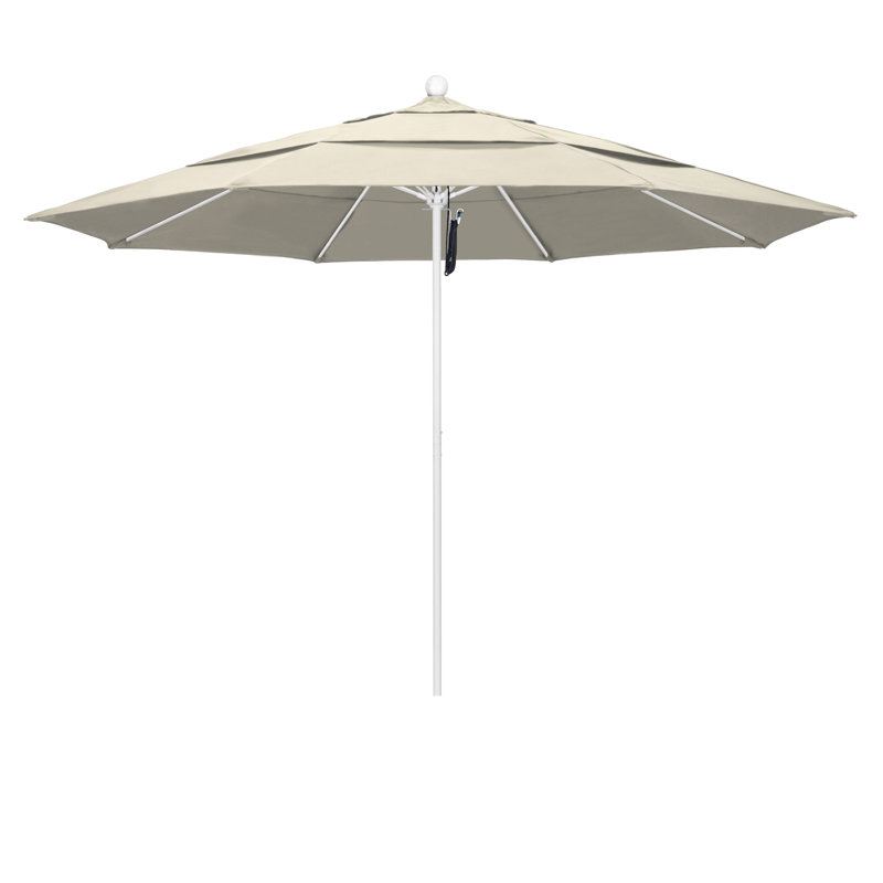 Parasol de marché 11 pi Hibo, Performance beige antique, Blanc mat