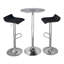 Ensemble de bar rond réglable 3 pièces avec table en acrylique lumineuse et base chromée, tabourets en similicuir noir
