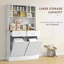 Armoire de cuisine 68 "avec station de charge, 2 armoires à ordures inclinables et support à micro-ondes, bois-1102957339