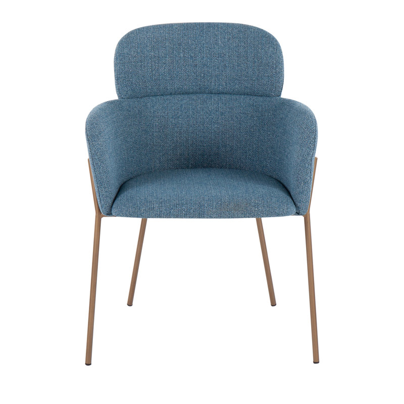 Adinah 18'' H Upholstered Armchair, Blue, Antique Brass