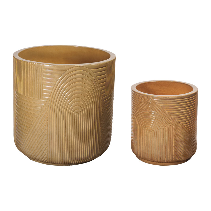 Ceramics Handmade Ceramic Planter, Taupe Gloss