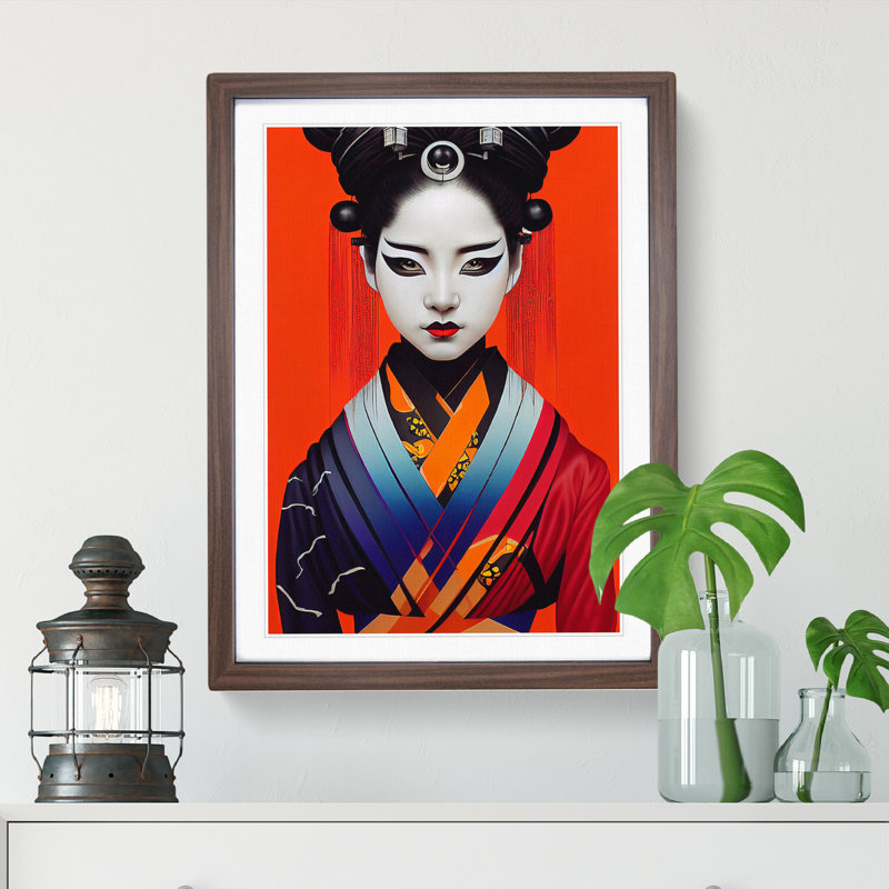 Contemporary Geisha No.4 1 Piece Single Picture Frame Wall Art, 64cm H x 46cm W x 2cm D, Walnut