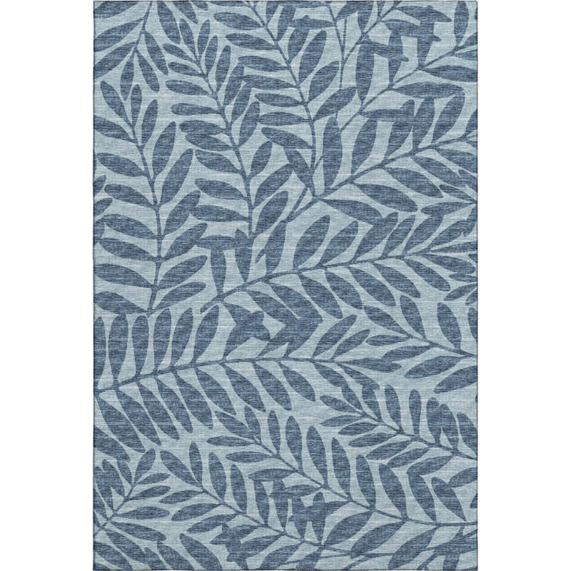 Tapis bleu Harsukhman AMF111 lavable à la machine de qualité supérieure, Rectangle 9 pi x 12 pi