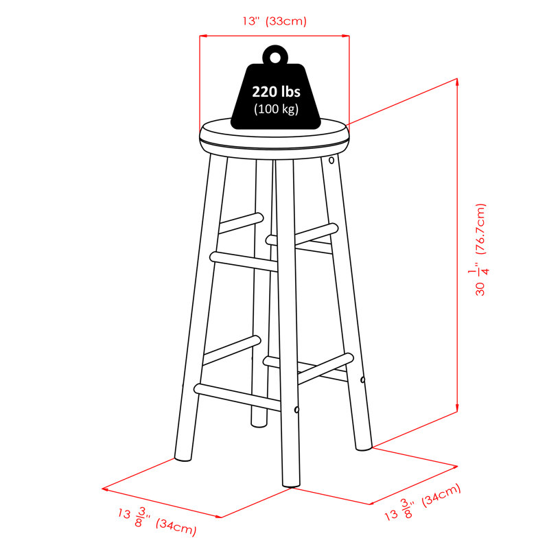 Swivel Solid Bar Stool , Bar Stool (30.20" Seat Height), Walnut