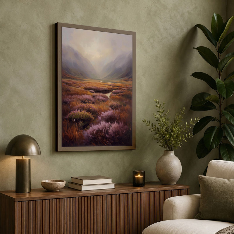 Highland Valley Mist Scandinavian - Wrapped Canvas, Ochre Border, 30x20 - 76.2 x 50.8 cm