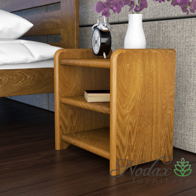 Nodax Bedside Cabinet Table For Bedroom - Elegant 3-Shelf Wooden Bedside Unit Nightstand Table (B5), Walnut