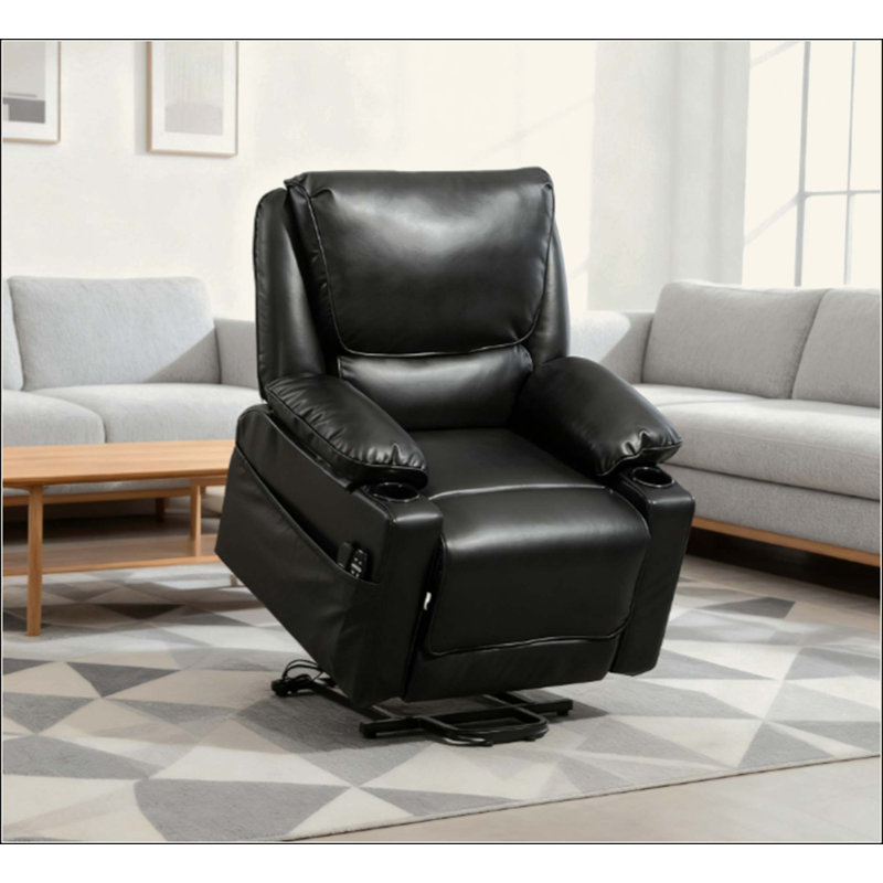 Fauteuil inclinable électrique en similicuir avec télécommande pour personnes âgées