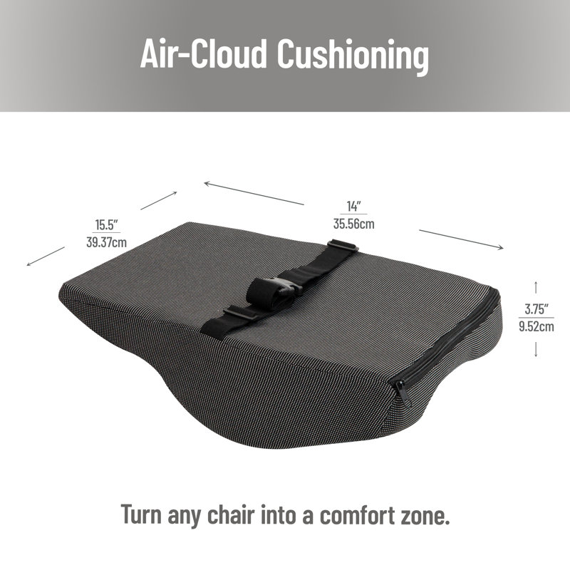 Mind Reader Lumbar Support Cushion for Office Chair and Car Seat, Memory Foam and Cooling Gel Core, Back Pain Relief, Improves Posture, 15.5"L x 3.75"W x 14"H, Black