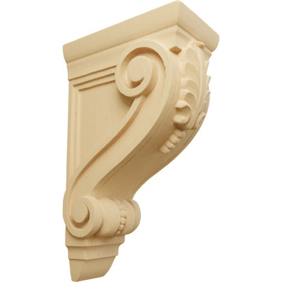 4 3/4"W x 8"D x 13 1/4"H Large Fig Leaf Corbel, Alder (2-Pack)