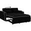 Lit pliant en velours noir avec dossier réglable et accessoires pour téléphone moderne à l'arrière, port, cendrier, support mobile 2 coussins de relaxation (noir