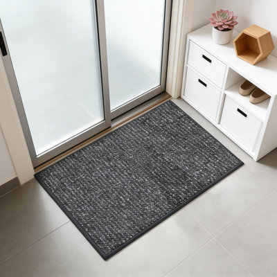 17X30 Inch Non-Slip Washable Door Mat, Dirt Resistant Absorbent Low Profile Entryway Rug, Charcoal