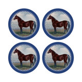 English Thoroghbred Red Vegan Leather Round Coasters