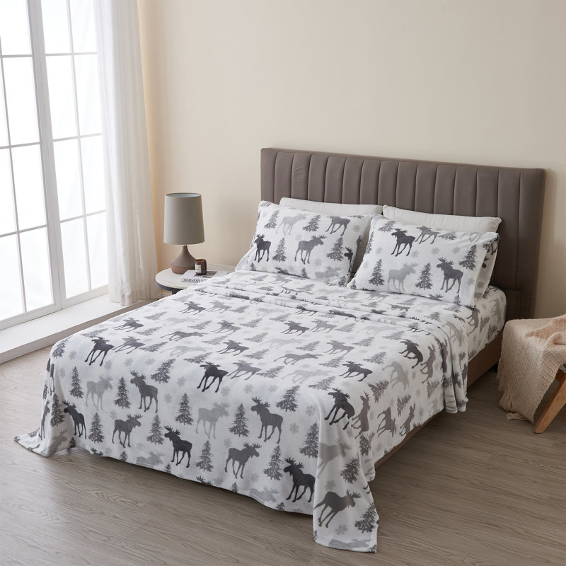 Ultra Soft Micro Plush Velvet Solid Sheet Sets, King, Moose