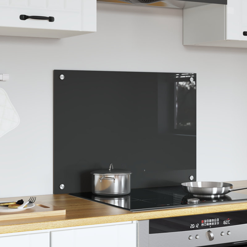 Kitchen Backsplash Tempered Glass, 50 x 70 cm, Grey