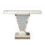 Console miroir effet diamant, table d'entrée moderne en verre argenté réfléchissant, table d'appoint rectangulaire en forme de V avec incrustations de cristaux pour salon ou hall d'entrée