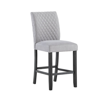 Jasmine (2), sièges rembourrés en tissu gris, assemblage de pieds blocs, hauteur de bras de 22 po, finition en microsuède, motif géométrique, chaise de salle à manger décontractée rectangulaire pour 2 personnes, siège, style, mobilier de chambre