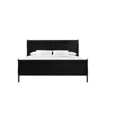 Solid Wood Black Queen Size Bed, A Treasure For Bedroom With Bracket Feet Modern An Elegant Style