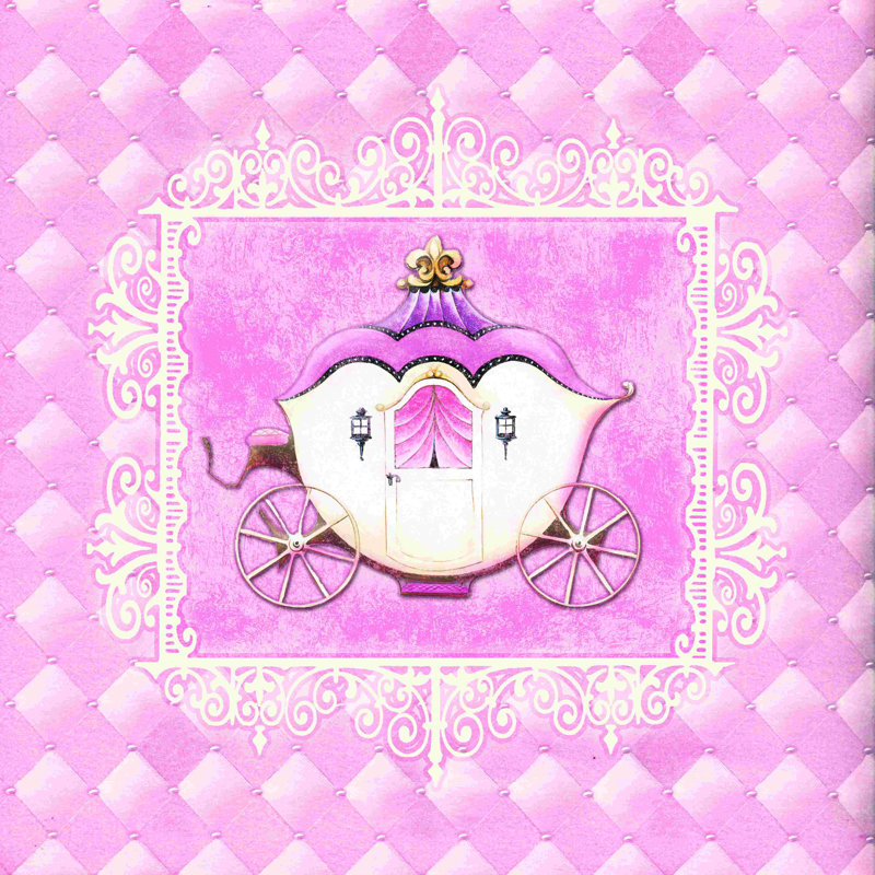 Princesse carrosse scintillante - peinture sur toile tendue, H 30 po x l 30 po