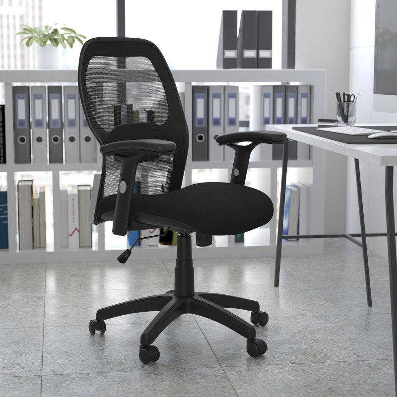 Mid-Back Super Mesh Executive Swivel Office Chair with Knee Tilt Control, Black