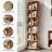 360° rotating square solid wood bookcase, with fixed pulleys, adjustable height, suitable for display and storage.-1635376883