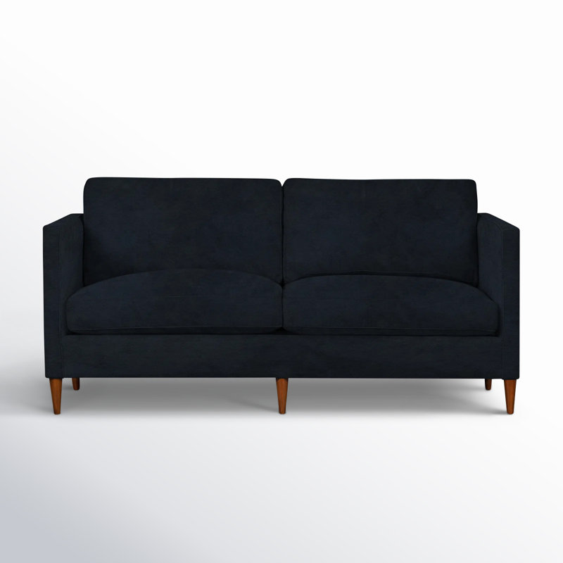 Clifford Upholstered Custom Studio Sofa, Bella Ink Blue Performance Velvet